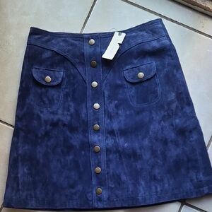 Anthropologie Navy Button-Front Skirt